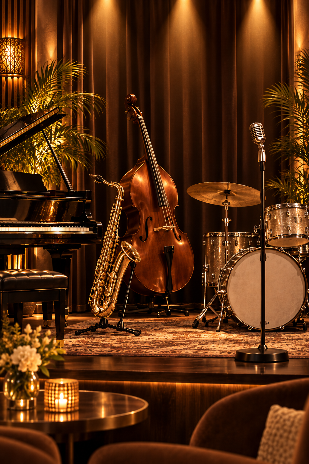 Golden saxophone at a jazz performance